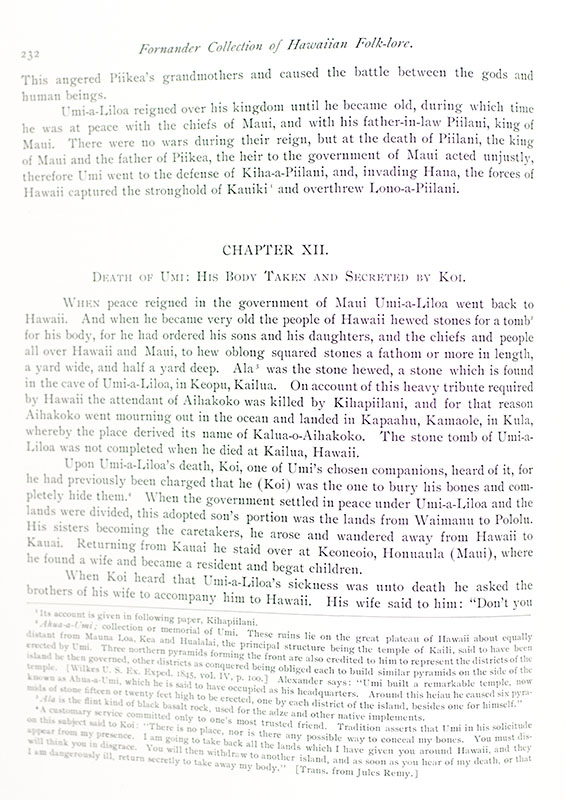 Hawaiian Antiquities and Folk-Lore: the Hawaiians' Account of the Formation of Their Islands and Origin of Their Race, with the Traditions of Their Migrations, Etc., As Gathered From Original Sources by Abraham Fornander.