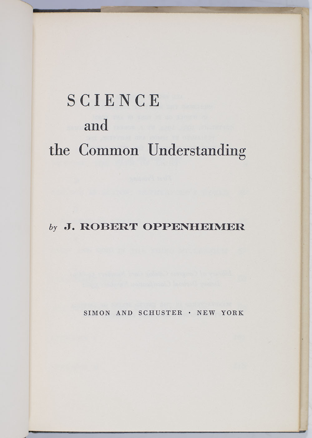 Science and the Common Understanding.