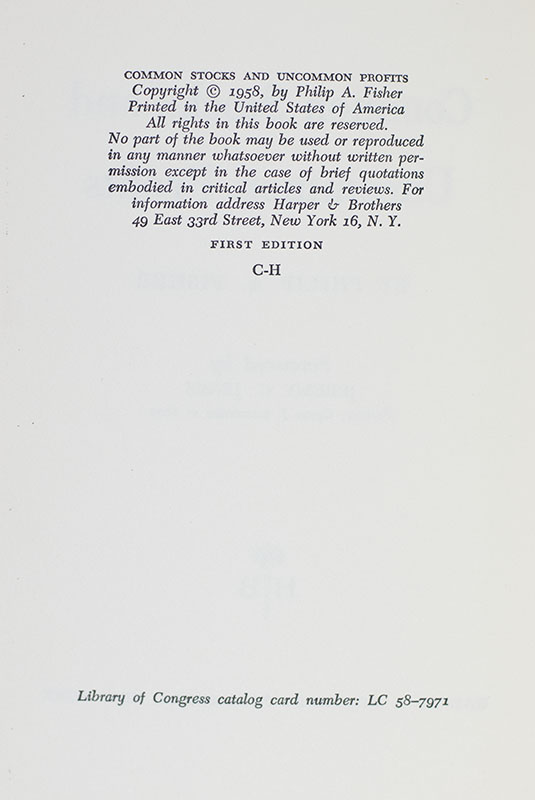 Common Stocks and Uncommon Profits.