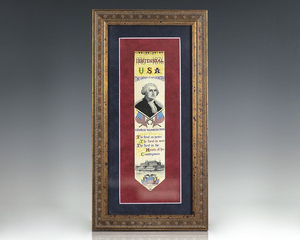 Original 1876 Silk Stevengraph: 1776-1876 Centennial U.S.A. The Father of Our Country, George Washington.
