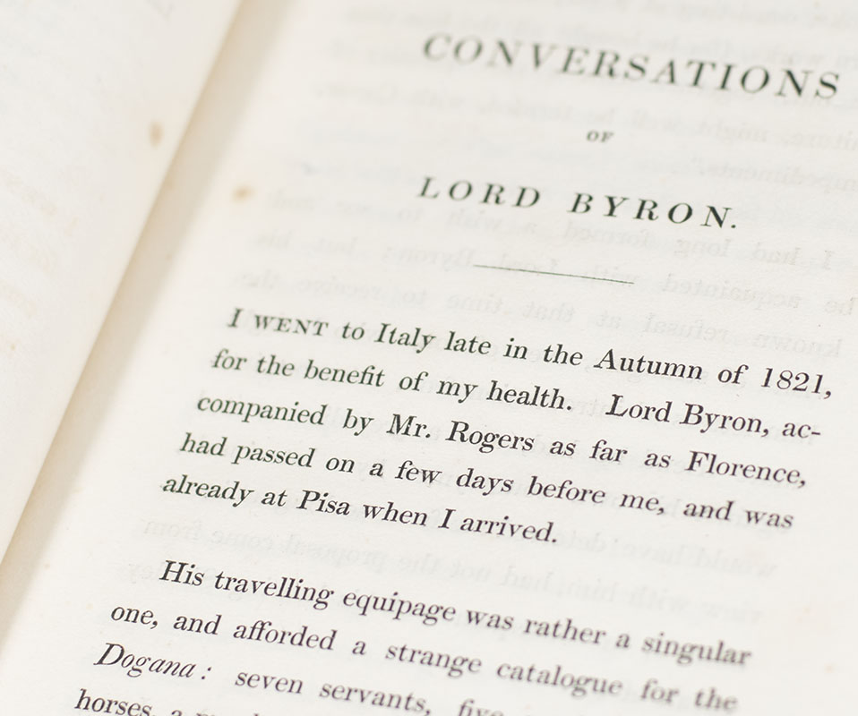 Conversations of Lord Byron: Noted During a Residence with his Lordship at Pisa, in the Years 1821 and 1822.