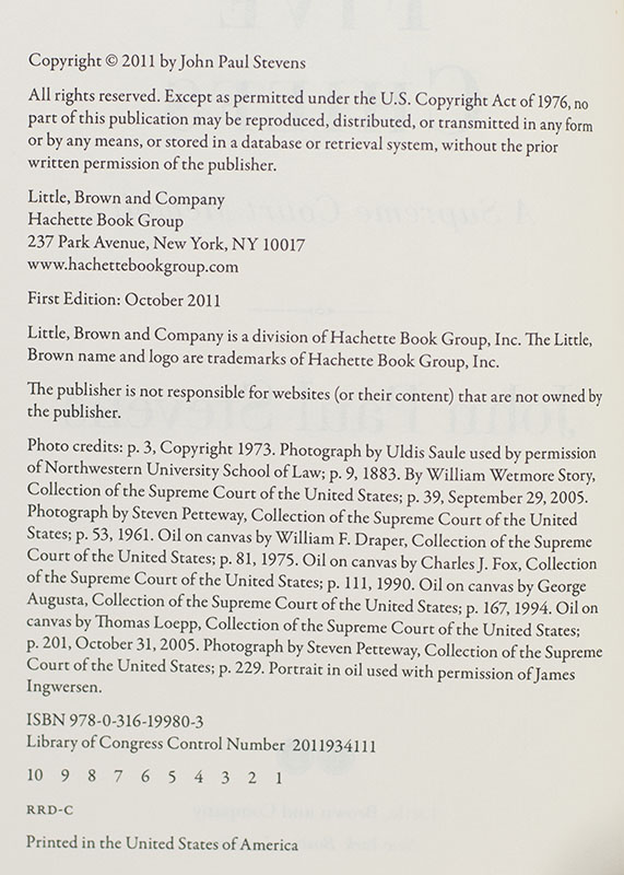 Five Chiefs: A Supreme Court Memoir.