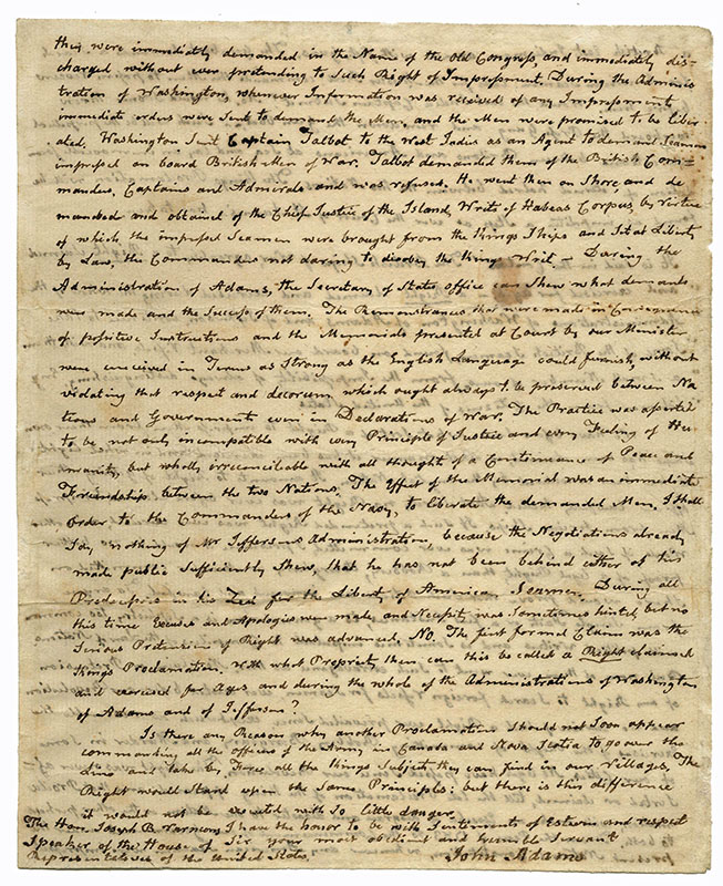 John Adams Autograph Letter Signed.