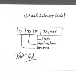 Vint Cerf Autograph Signed Notional Internet Packet Diagram.