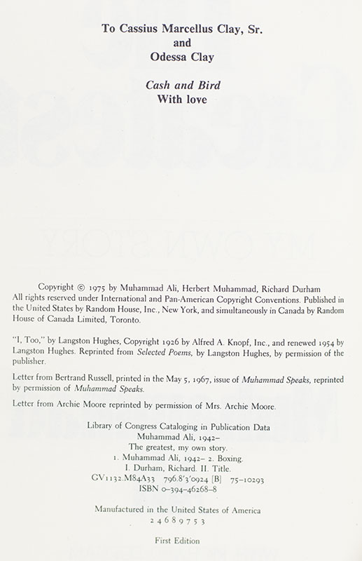 Muhammad Ali and Joe Louis Autograph Note with The Greatest: My Own Story.