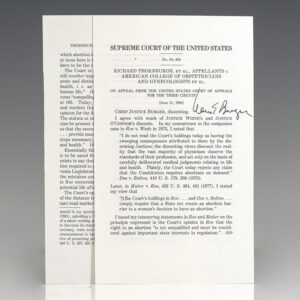 Warren E. Burger Signed Supreme Court Ruling Document.