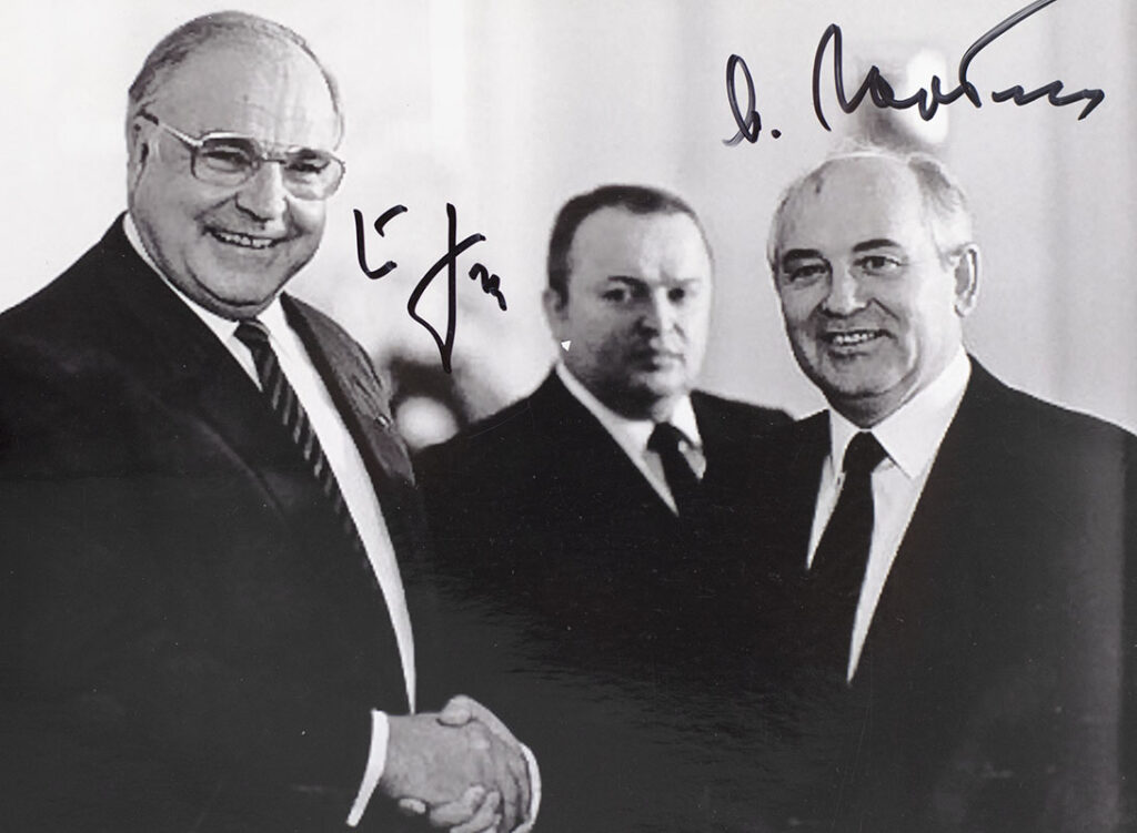 Mikhail Gorbachev and Helmut Kohl Signed Photograph.