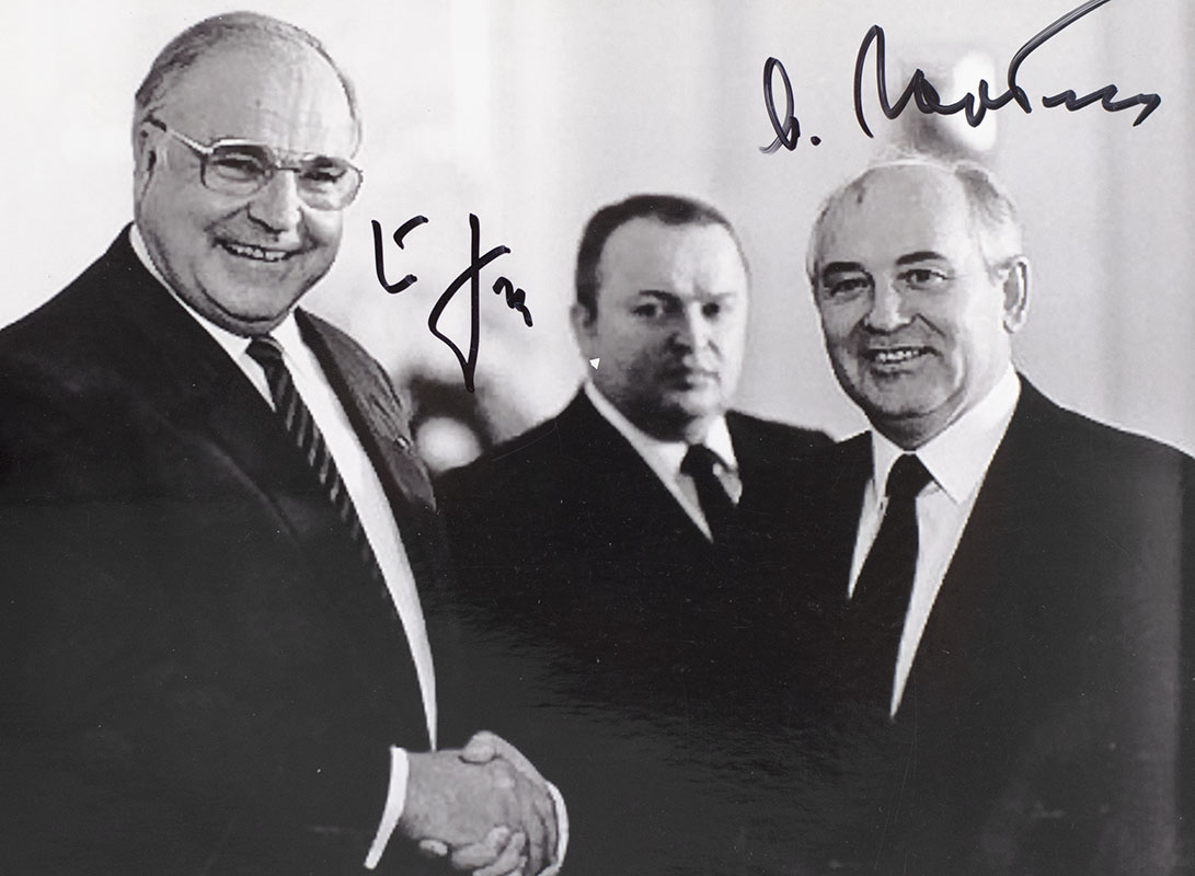 Mikhail Gorbachev and Helmut Kohl Signed Photograph.