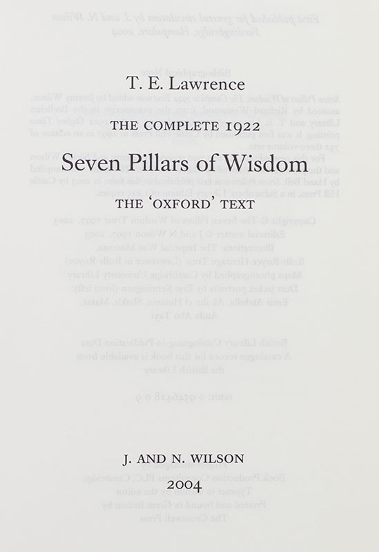 The Complete 1922 Seven Pillars of Wisdom.