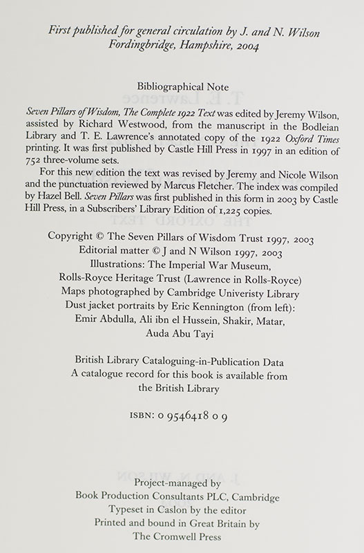 The Complete 1922 Seven Pillars of Wisdom.