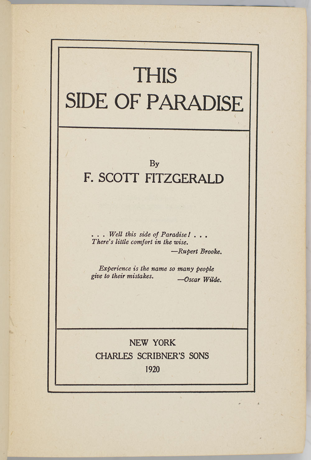 F. Scott Fitzgerald First Edition Collection. Including: This Side of Paradise, Flappers and Philosophers, Tales of the Jazz Age, The Beautiful and Damned, Tender is the Night, Taps at Reveille and The Last Tycoon.