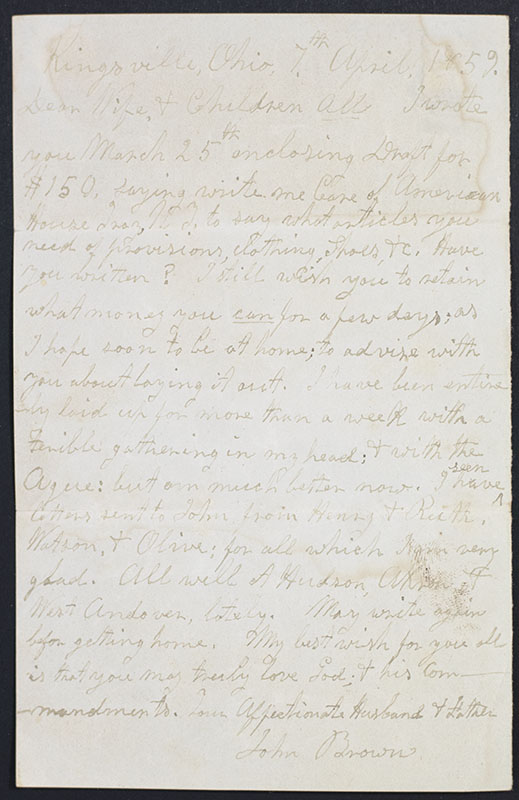 John Brown Autograph Letter Signed.