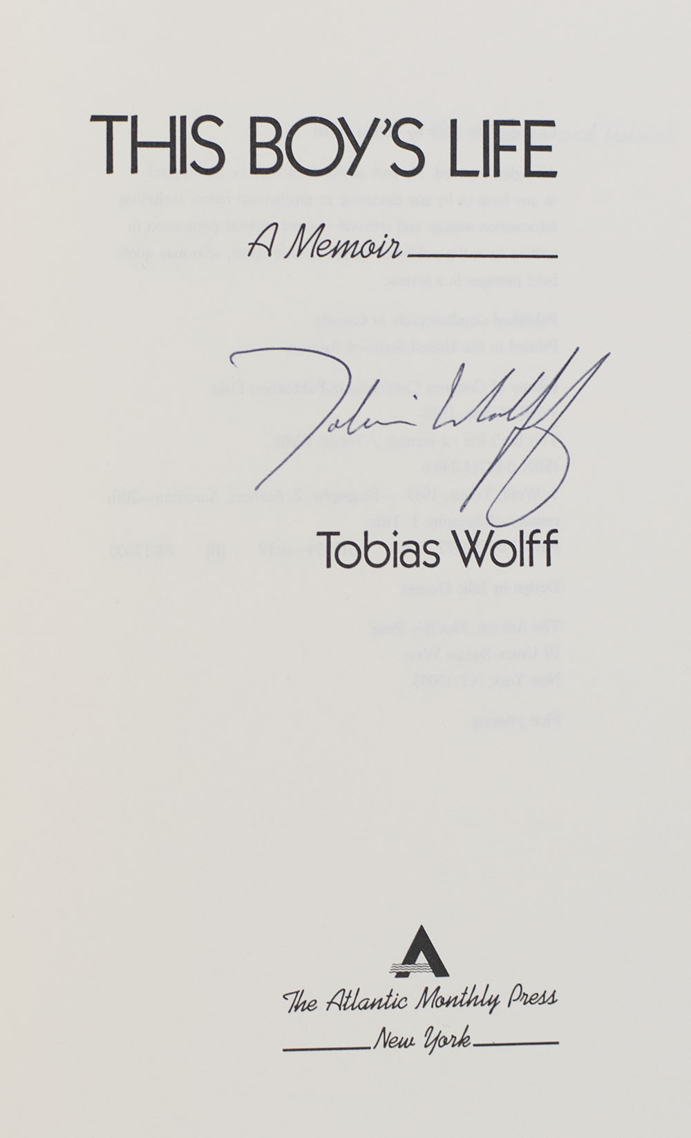 This Boy's Life: A Memoir.