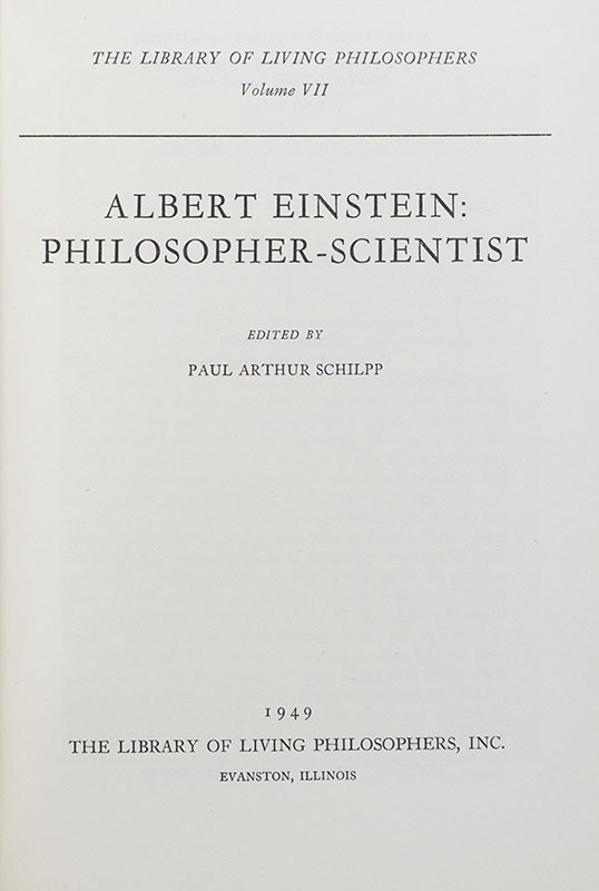 Albert Einstein: Philosopher-Scientist.