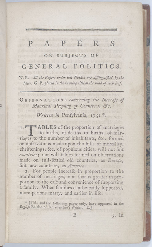 Political, Miscellaneous, and Philosophical Pieces; Arranged under the Following Heads and Distinguished by Initial Letters in each Leaf: General Politics; American Politics before the Troubles; American Politics during the Troubles; Provincial or Colony Politics; Miscellaneous and Philosophical Pieces.
