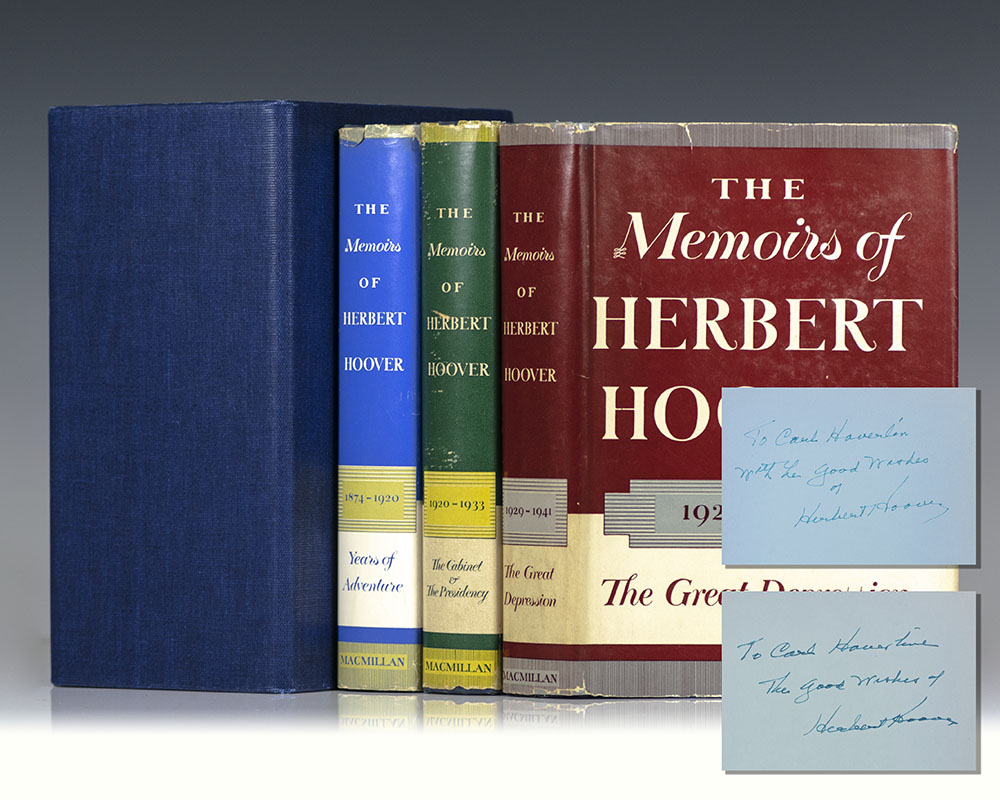 The Memoirs of Herbert Hoover: Years of Adventure 1874-1920; The Cabinet and the Presidency 1920-1933; The Great Depression 1929-1941: Three Volume Complete Set.