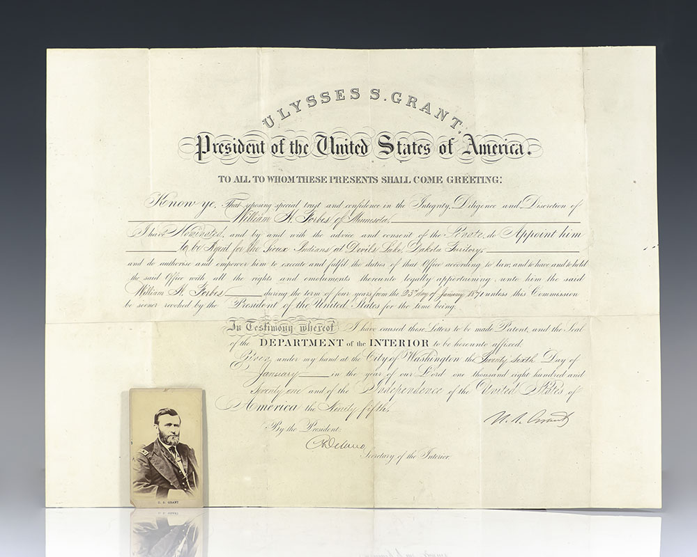 Ulysses S. Grant Signed Presidential Appointment.