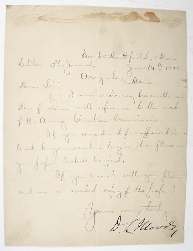 Dwight Lyman Moody Autograph Letter Signed.