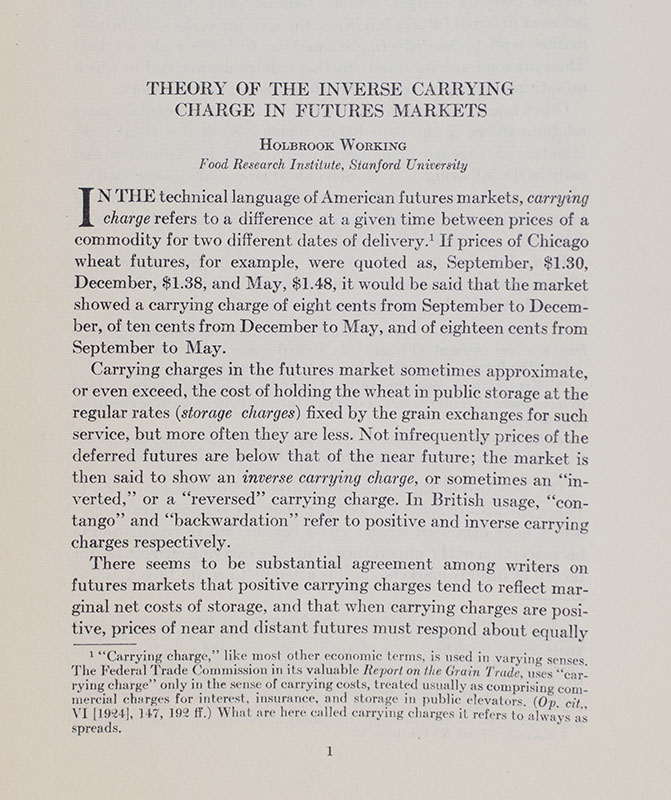 Theory of the Inverse Carrying Charge in Futures Markets.