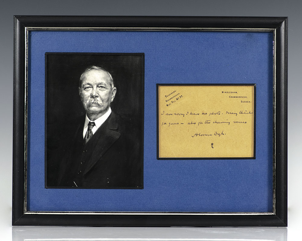 Sir Arthur Conan Doyle Signed Note.