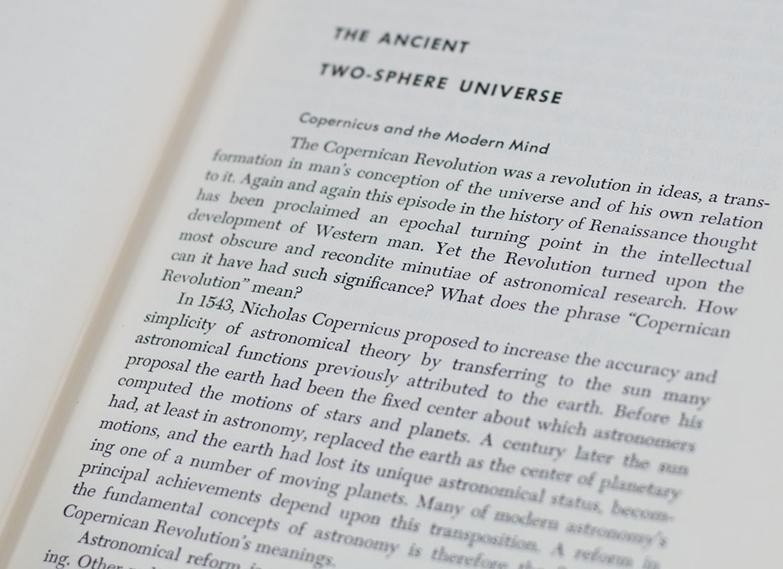 The Copernican Revolution. Planetary Astronomy in the Development of Western Thought.