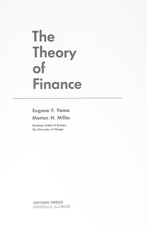 The Theory of Finance.