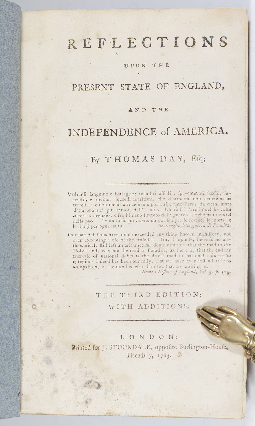 Reflections Upon the Present State of England, and the Independence of America.