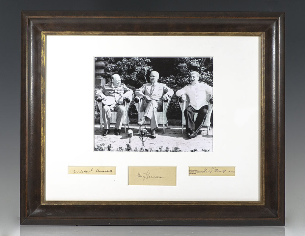 Harry S. Truman, Winston S. Churchill and Joseph Stalin Signatures.