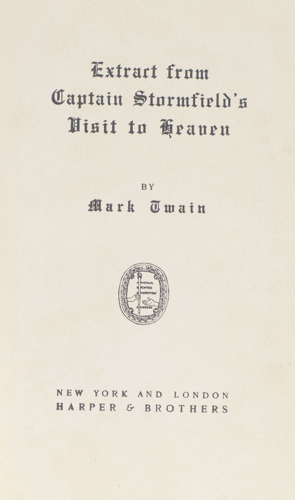 Extract From Captain Stormfield's Visit to Heaven.