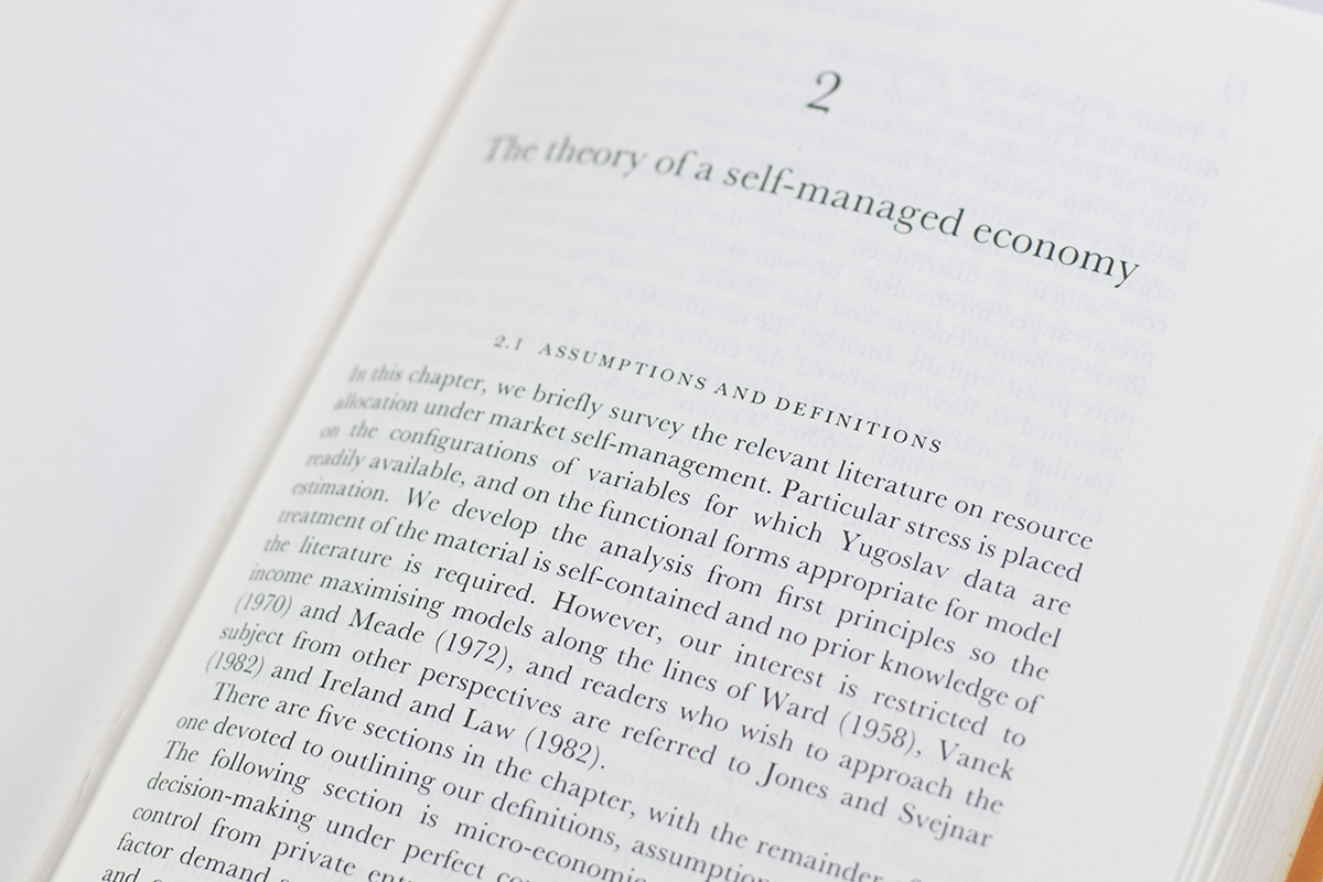 Self-Management: Economic Theory and Yugoslav Practice.