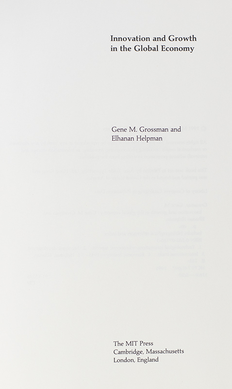 Innovation and Growth in the Global Economy.