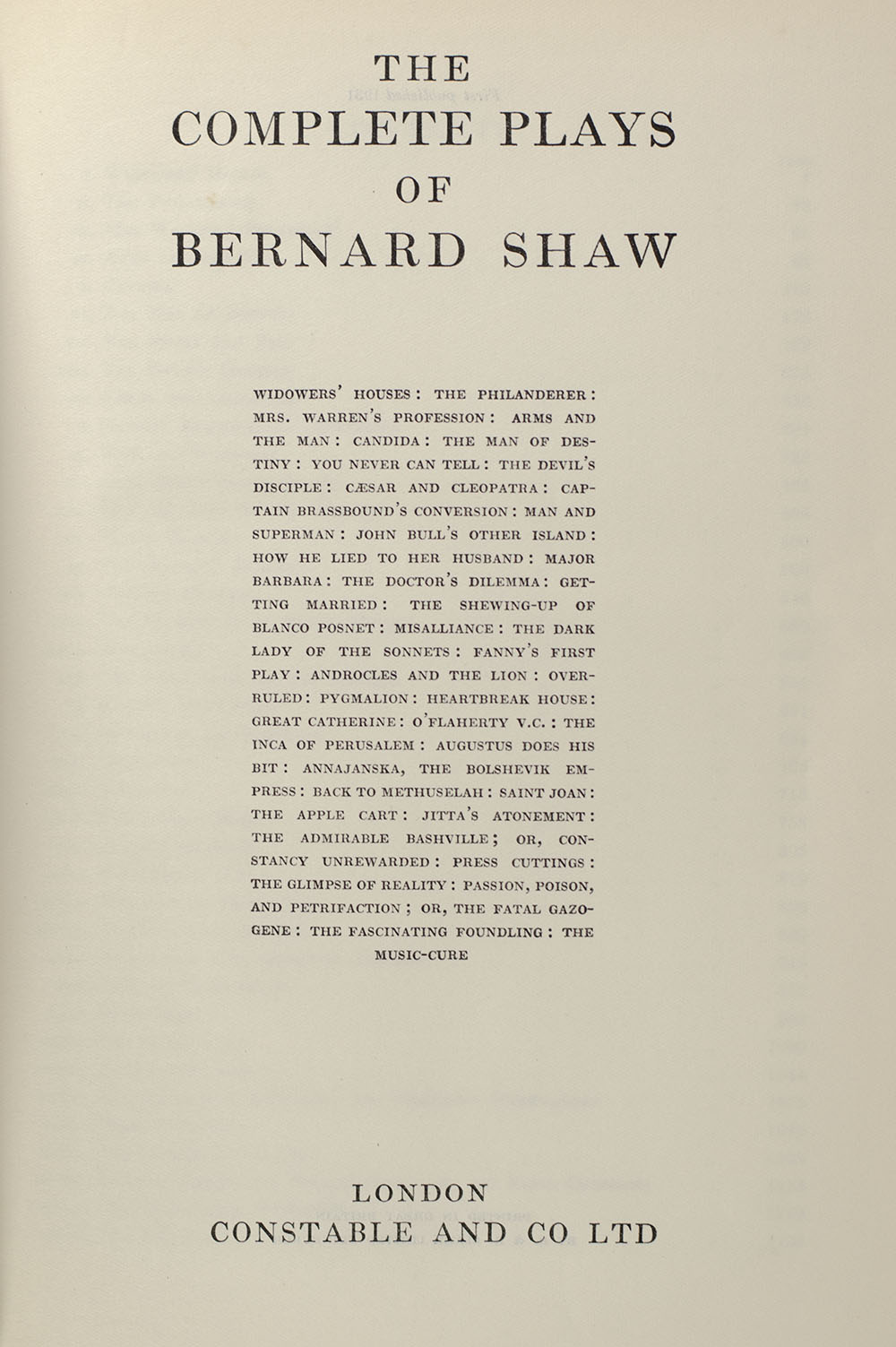 The Complete Plays of Bernard Shaw.