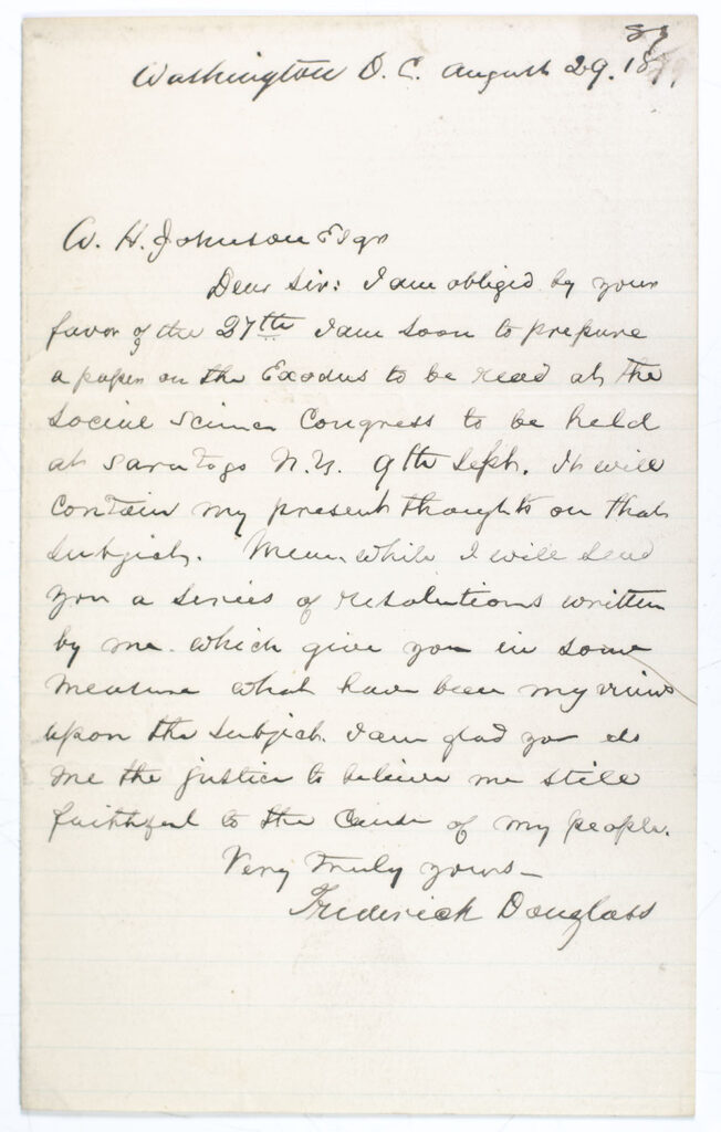 Frederick Douglass Autograph Letter Signed.
