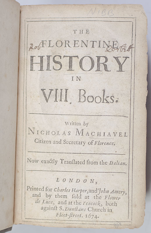 The Florentine History in VIII Books.