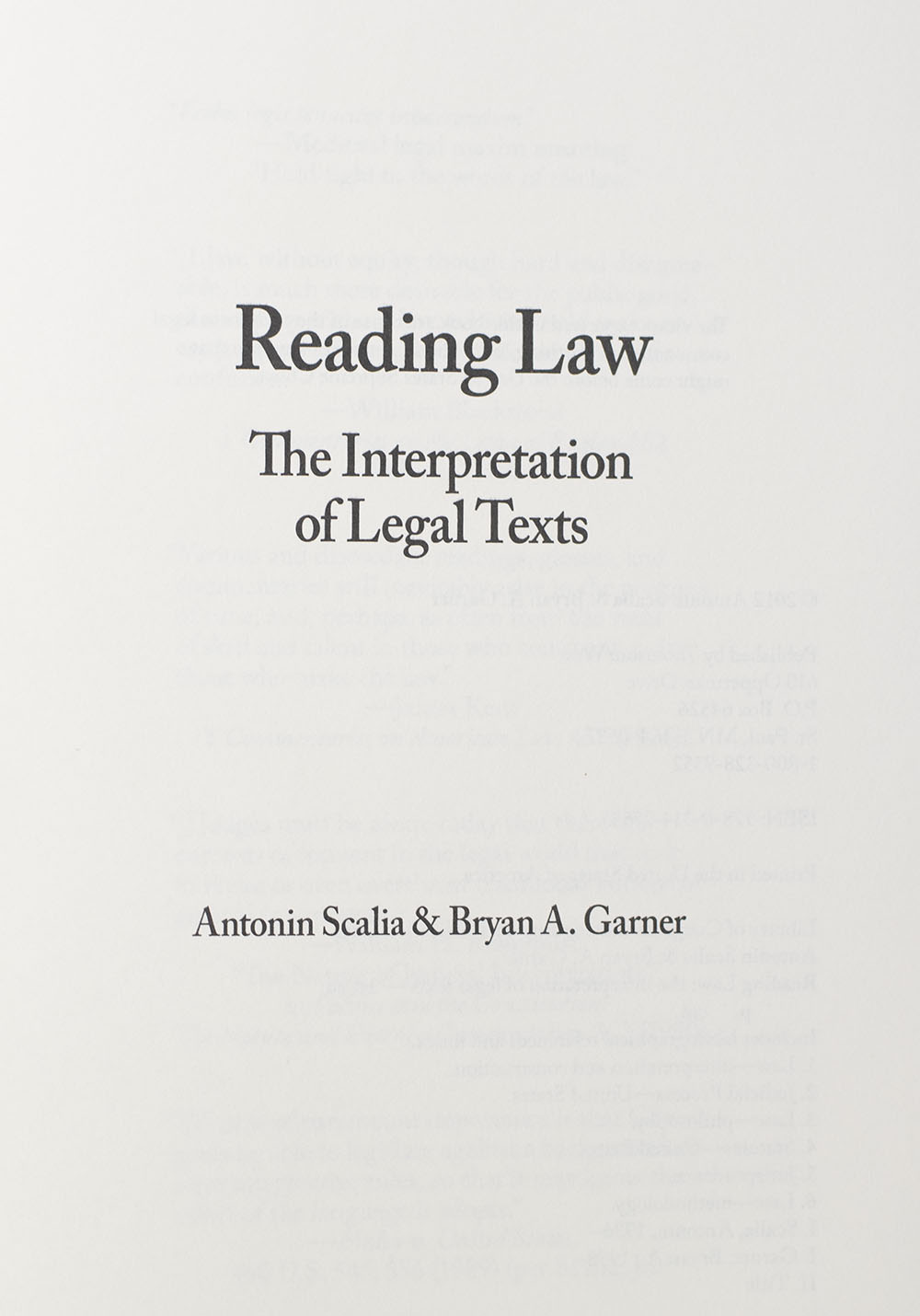 Reading Law: The Interpretation of Legal Texts.