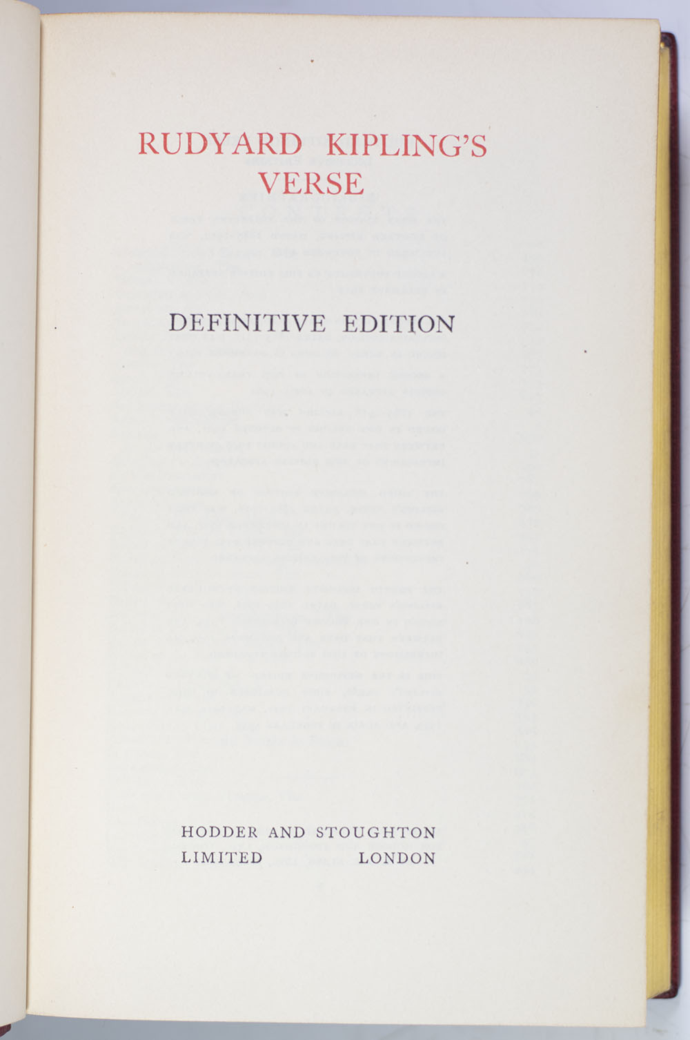 Rudyard Kipling's Verse: The Definitive Edition.