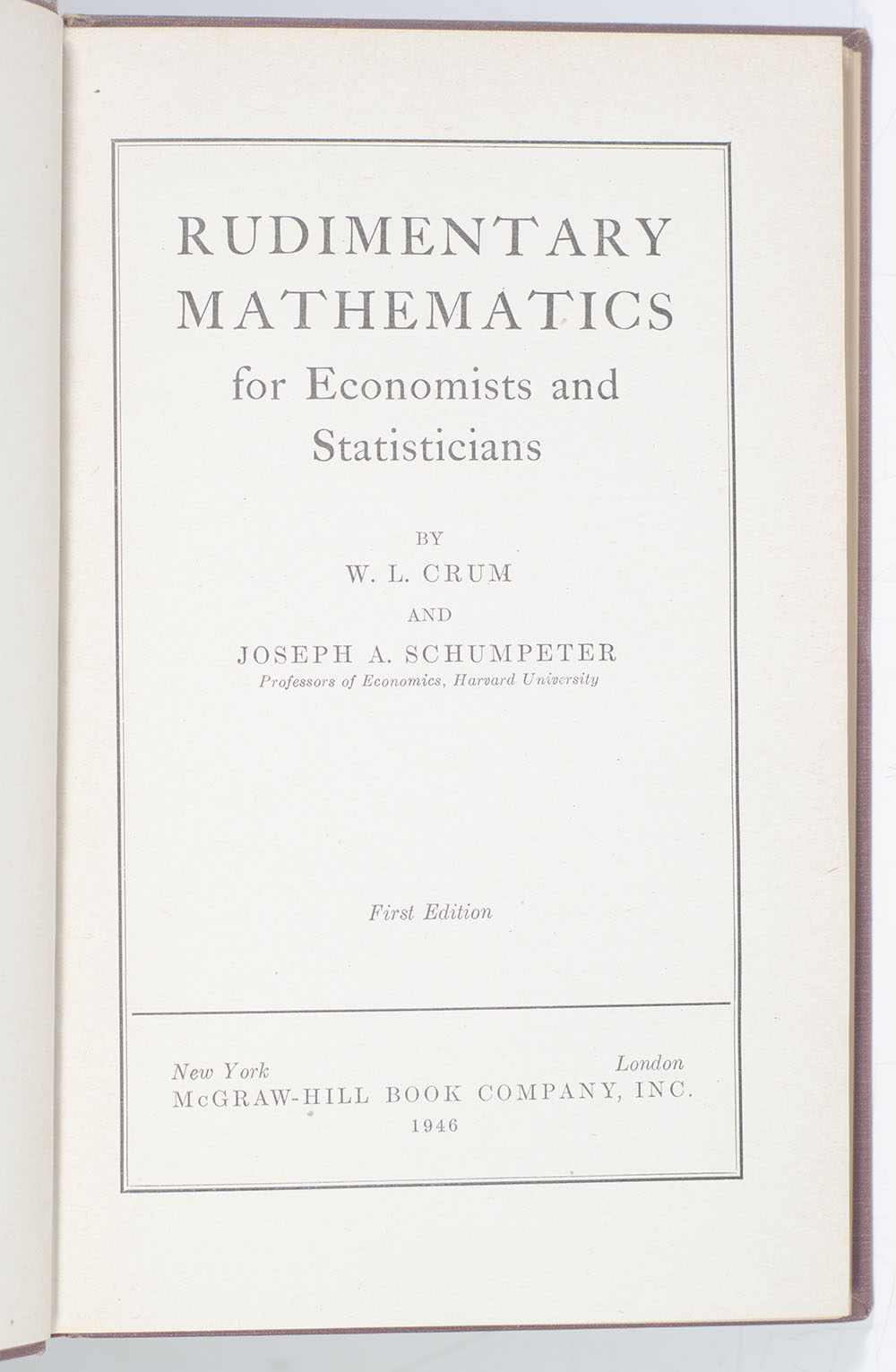 Rudimentary Mathematics for Economists and Statisticians.