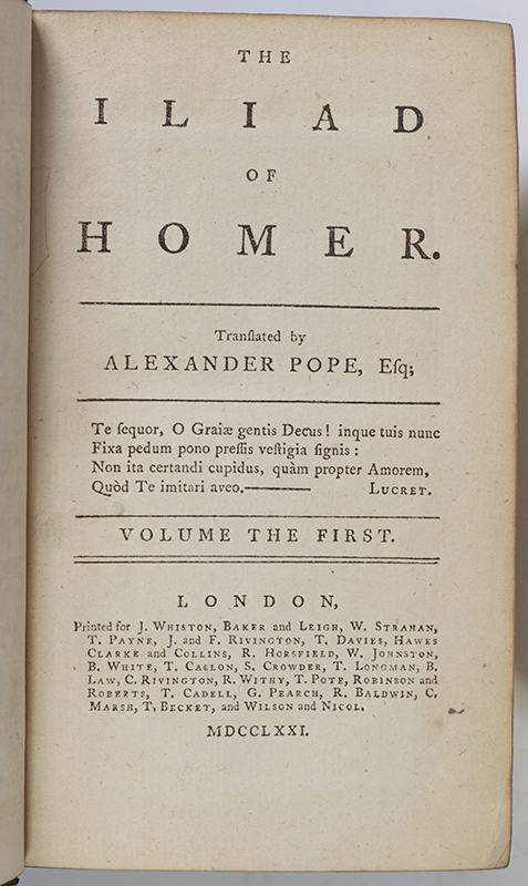 The Iliad and The Odyssey of Homer.