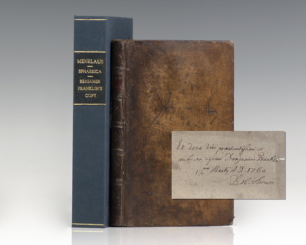 Menelai Sphaericorum Libri III. Quos olim, collatis MSS. Hebraeis & Arabicis, Typis exprimendos curavit Vir Cl. Ed. Halleius L.L.D. R.S.S. & Geometriae Professor Savil. Oxoniensis. [Menelaus’ Spherics].
