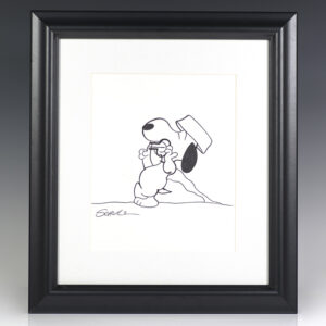 Charles Schulz Original Signed Snoopy Drawing.