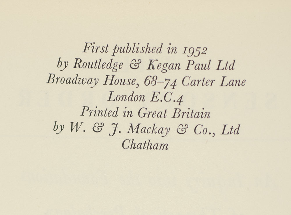 The Sensory Order. An Inquiry Into the Foundations of Theoretical Psychology.