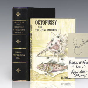 First Edition of Ian Flemining's Octopussy and the Living Daylights; Signed by Roger Moore, Maud Adams and Maryam D'Abo