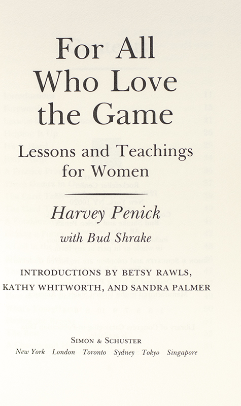 For All Who Love the Game: Lessons and Teachings for Women.