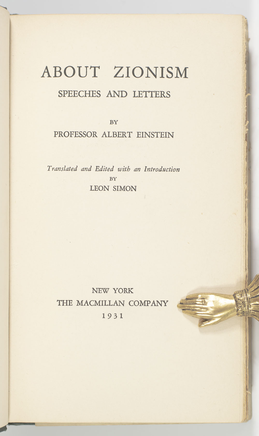 About Zionism: Speeches and Letters.