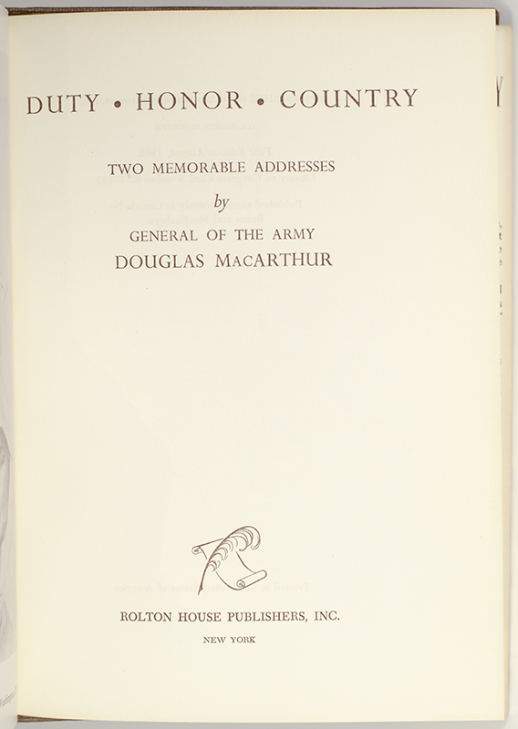 Duty - Honor - Country: Two Memorable Addresses.