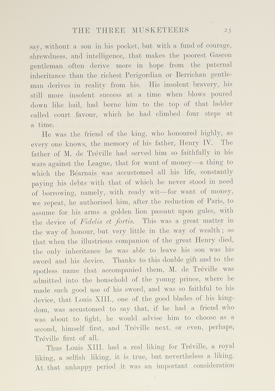 The Three Musketeers; or, the Feats and Fortunes of a Gascon Adventurer.