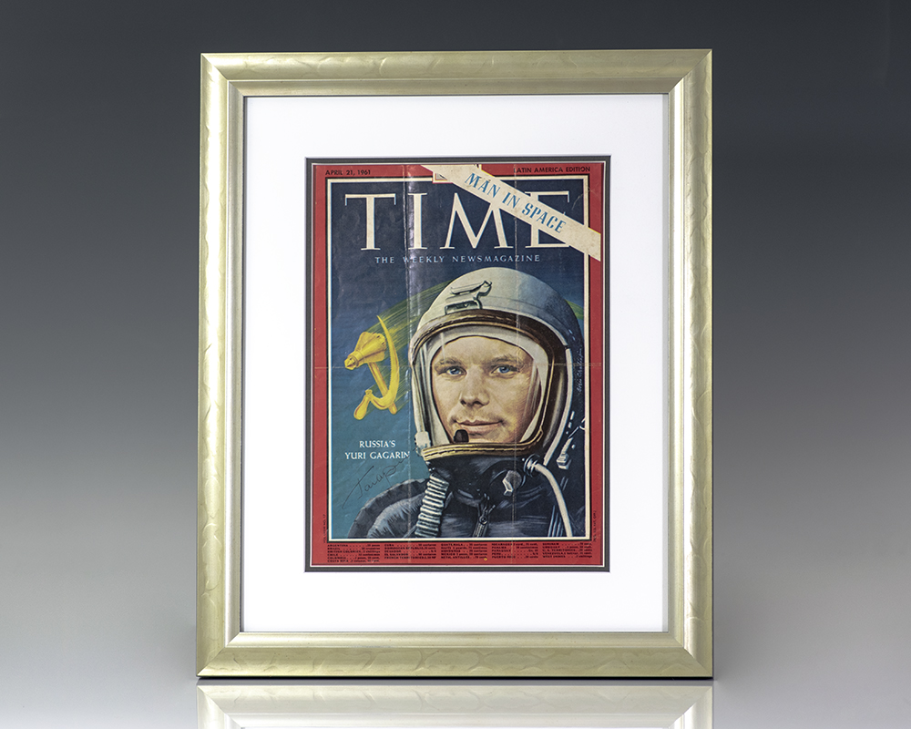 Yuri Gagarin Signed Time Magazine Cover.