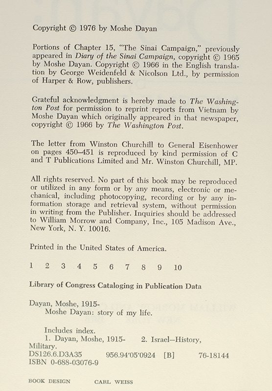 Moshe Dayan: The Story of My Life.