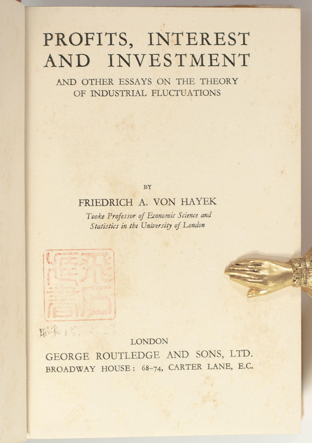 Profits, Interest and Investment and Other Essays on the Theory on Industrial Fluctuations.