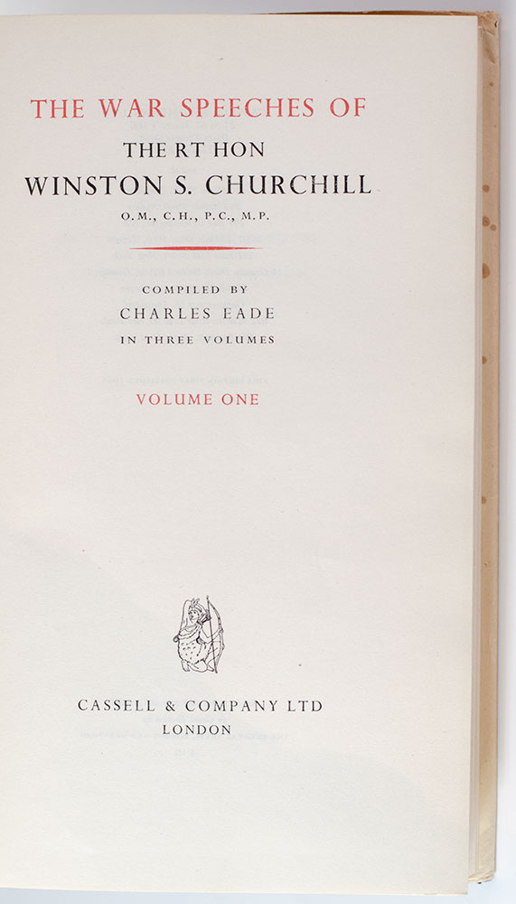 The War Speeches of the Rt. Hon. Winston S. Churchill.